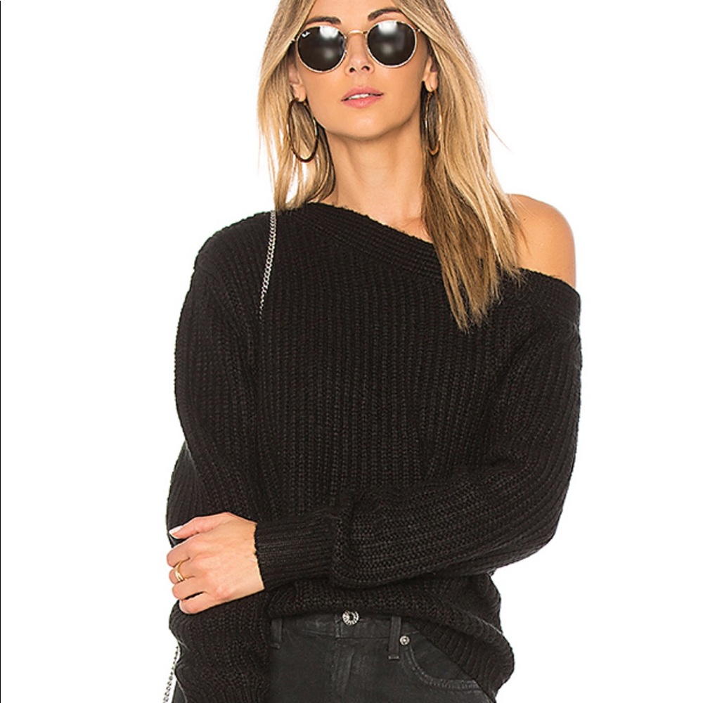 Minkpink asymmetrical black knit sweater